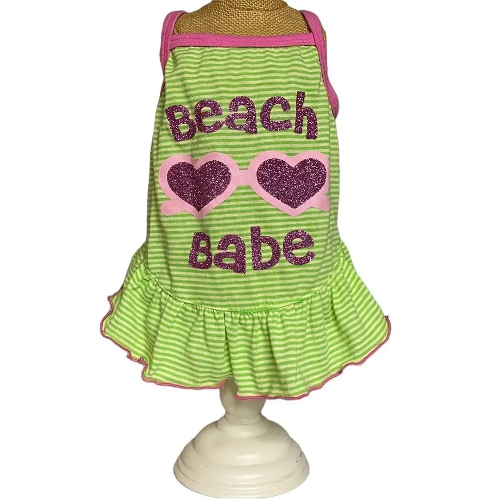 Striped Sunglasses Ruffled Dog Dress